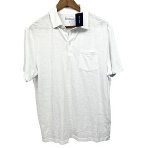 Club Room Mens Slub Short Sleeve Polo White Size Medium NWT